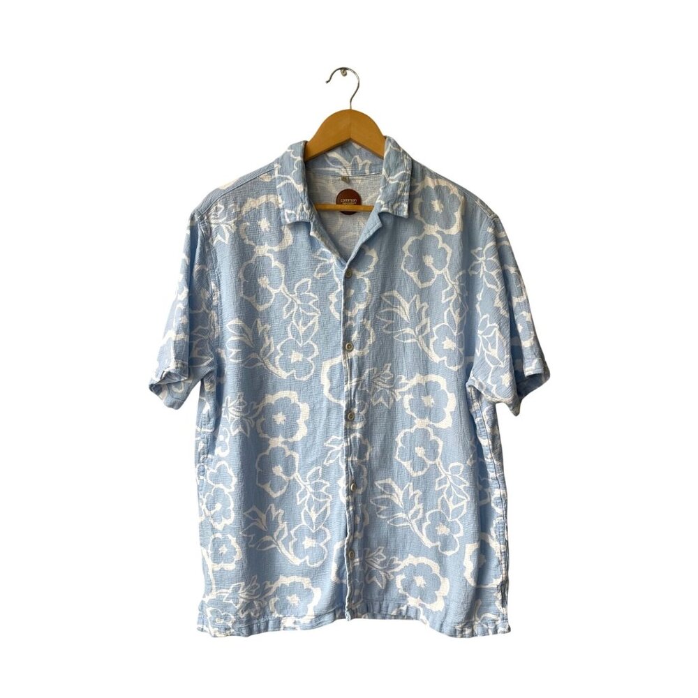 Common People Mens Hawaiian Button Down‎ Shirt Size XL Floral Cotton Coastal
